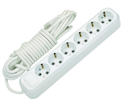 Подовжувач Makel із заземленням 6 гн. білий 5 м MGP184